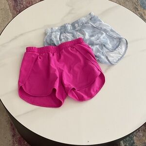 Pink and Light Blue Athletic Shorts with underwear attached